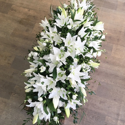 White Lily Casket Spray